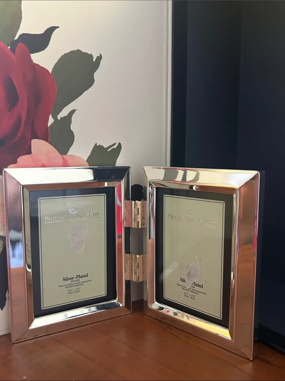 2 silver Plated Photo Frames Philip Whitney Ltd. 2 1/2”x 3 1/2 “ & Beltrami 4X6”